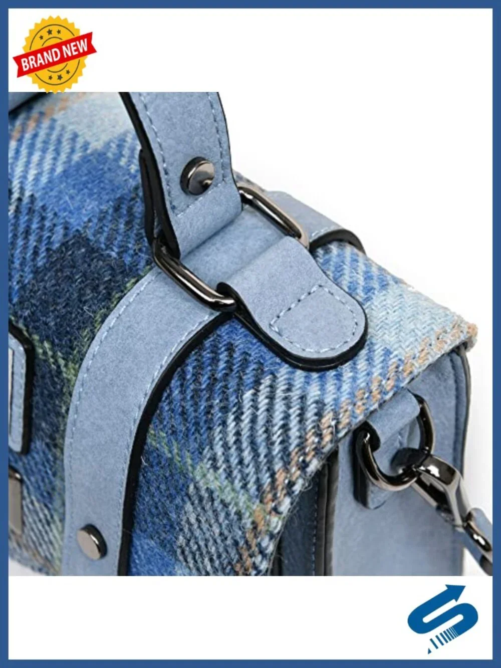 Genuine Harris Tweed Mini Satchel, Structured, Crossbody Bag with Adjustable